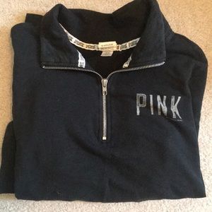 PINK black quarter zip with front pocket